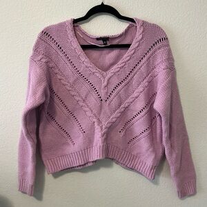 Kendall & Kylie Lilac Cable Knit V-Neck Sweater